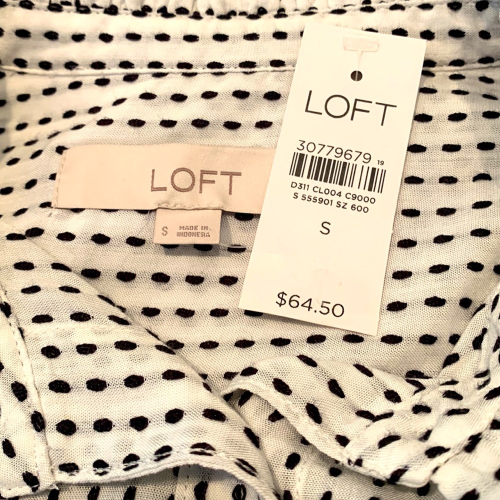 LOFT Striped Ruffle Trim Shirt NWT - Picture 9 of 9